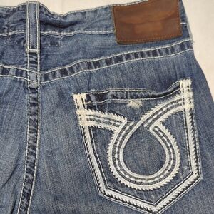 Big Star Voyager Straight Distressed Embroidered Embellished Mens Jeans Size 33L